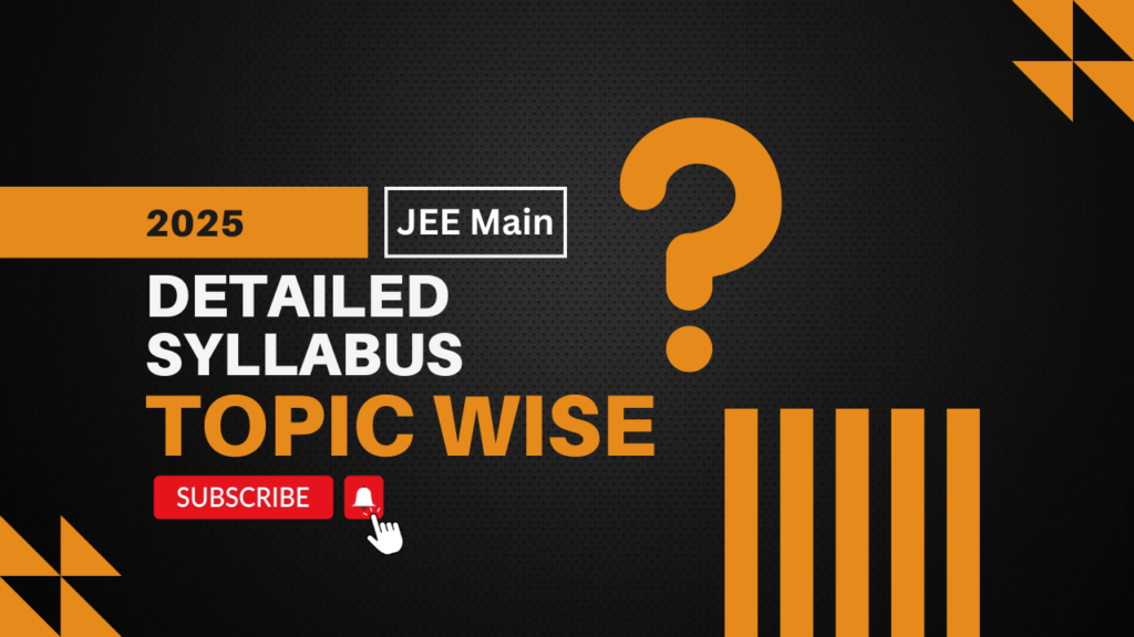 Ultimate Guide to JEE Main 2025 Syllabus: Detailed Analysis and Key Focus Areas Get ready for JEE Main 2025 with our comprehensive and detailed syllabus guide! This post covers the entire syllabus for Physics, Chemistry, and Mathematics, breaking down each subject into individual topics and highlighting the most important areas to focus on. Whether you're just starting your preparation or looking to refine your study plan, our guide will provide you with the insights and details you need to excel in the exam. Dive in to ensure you're on the right track to achieving your engineering dreams!